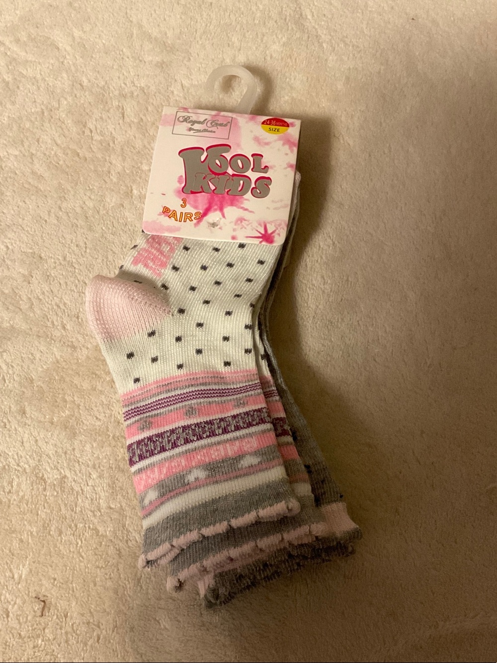 Pink & White Patterned Crew Socks - 2 Pack